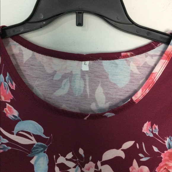 Women's L Large 12 - 14 Dress Flowers Rose Crewneck 2 Pockets Long Sleeve NWOT - Picture 5 of 8